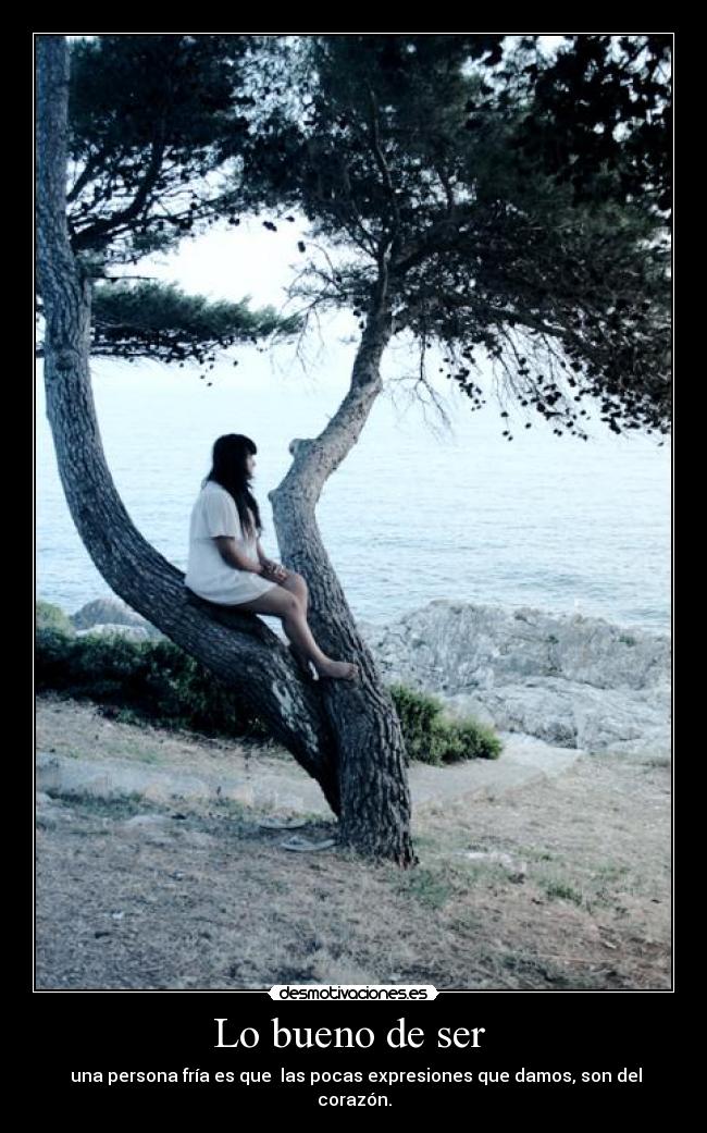 Lo bueno de ser - una persona fría es que las pocas expresiones que damos, son del corazón.