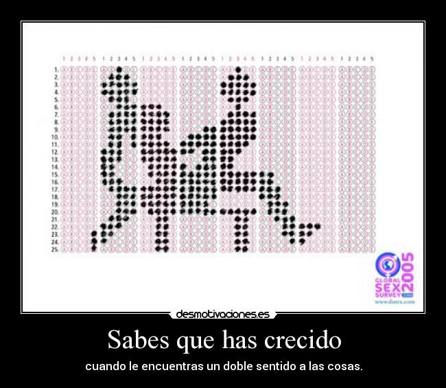 Sabes que has crecido - cuando le encuentras un doble sentido a las cosas.