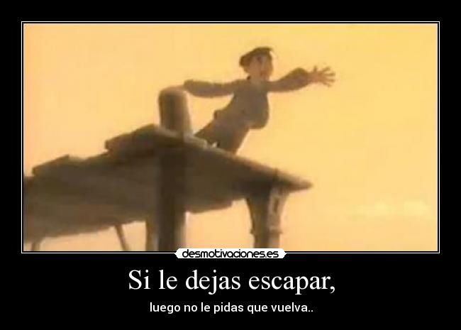Si le dejas escapar, - luego no le pidas que vuelva..