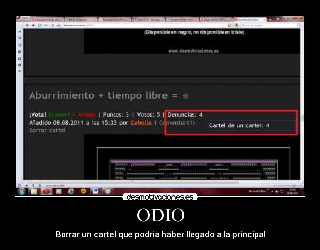 ODIO - Borrar un cartel que podria haber llegado a la principal