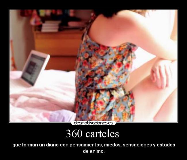 360 carteles - que forman un diario con pensamientos, miedos, sensaciones y estados de animo.