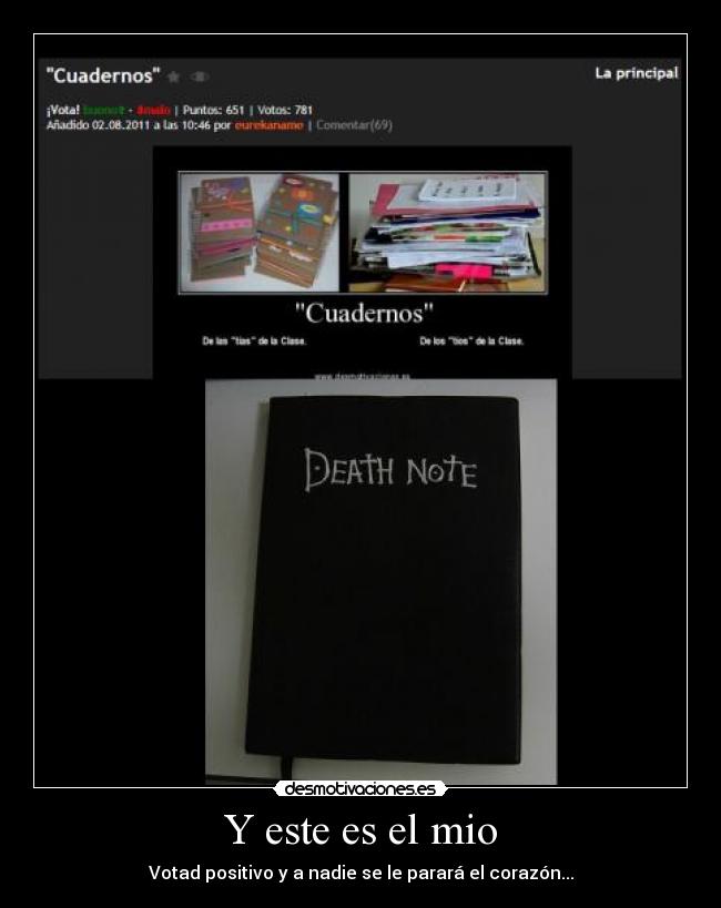 Y este es el mio - Votad positivo y a nadie se le parará el corazón...