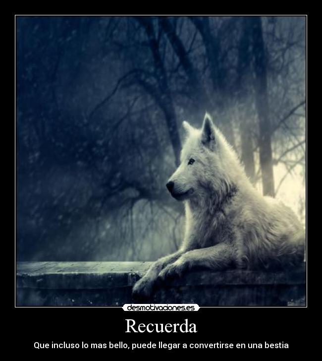 Recuerda - Que incluso lo mas bello, puede llegar a convertirse en una bestia