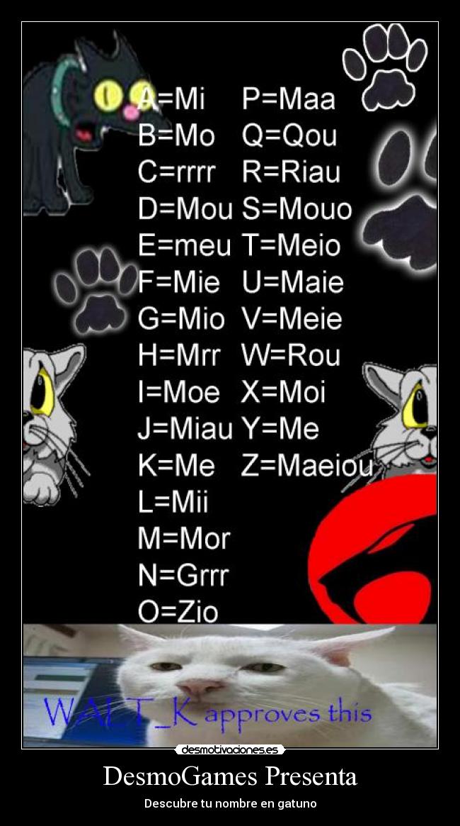 DesmoGames Presenta - Descubre tu nombre en gatuno