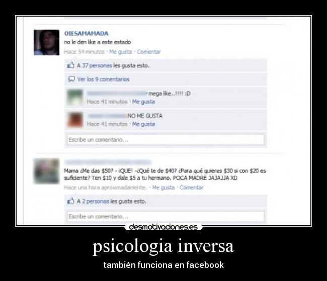 carteles psicologiafacebookfuncinainversa desmotivaciones