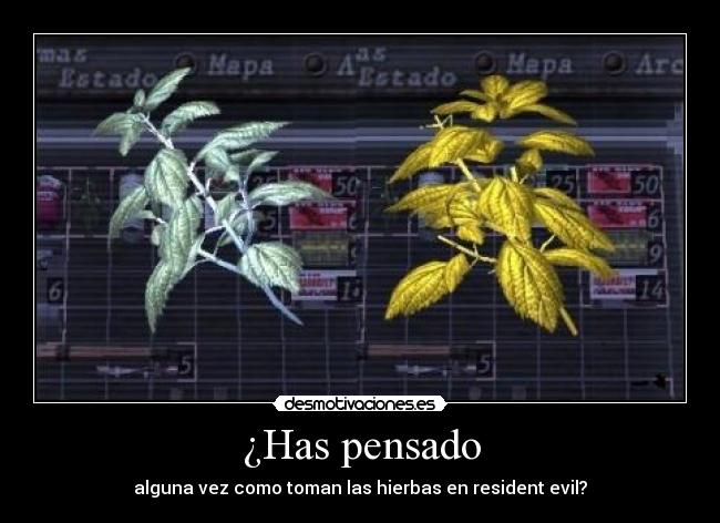 ¿Has pensado - alguna vez como toman las hierbas en resident evil?