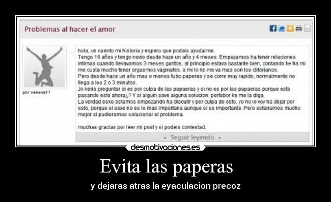 Evita las paperas - y dejaras atras la eyaculacion precoz