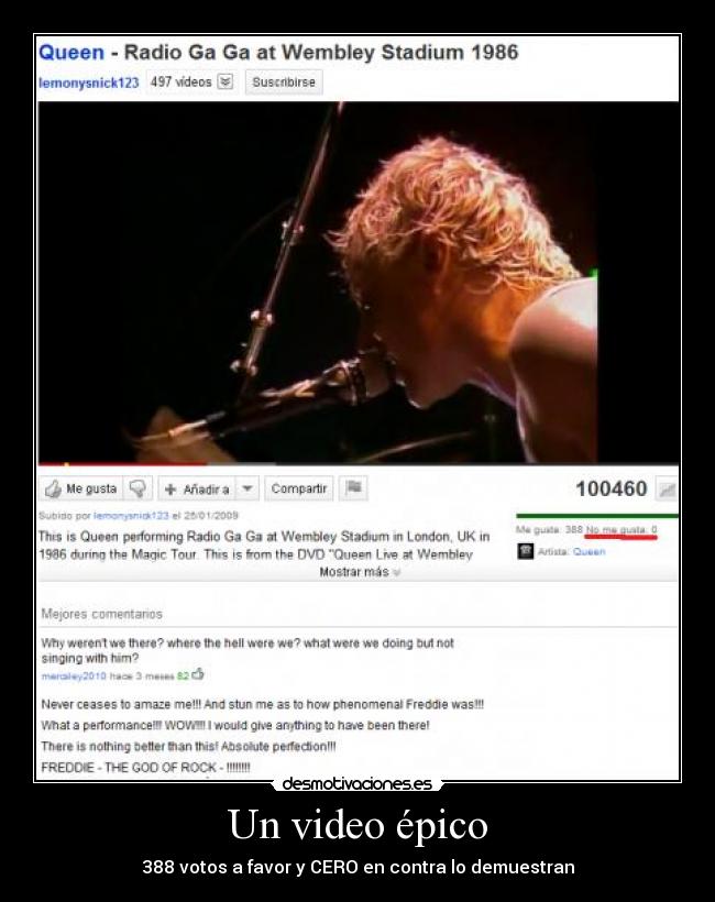 carteles video epico ningun voto contra queen desmotivaciones
