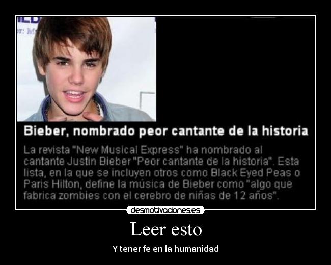 carteles humaniada leer justin bieberon eniine desmotivaciones