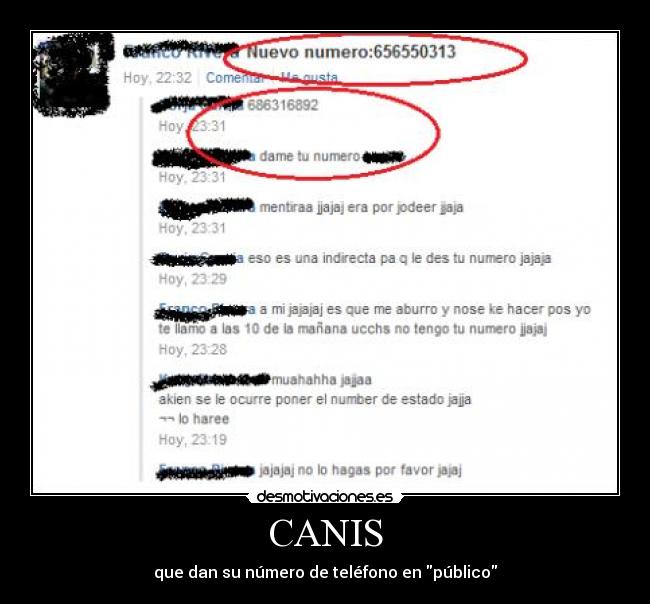 CANIS - que dan su número de teléfono en público