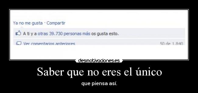 Saber que no eres el único - que piensa así.