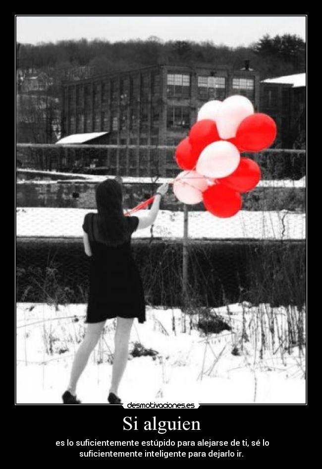Si alguien - es lo suficientemente estúpido para alejarse de ti, sé lo
suficientemente inteligente para dejarlo ir.