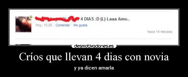 Críos que llevan 4 dias con novia - y ya dicen amarla