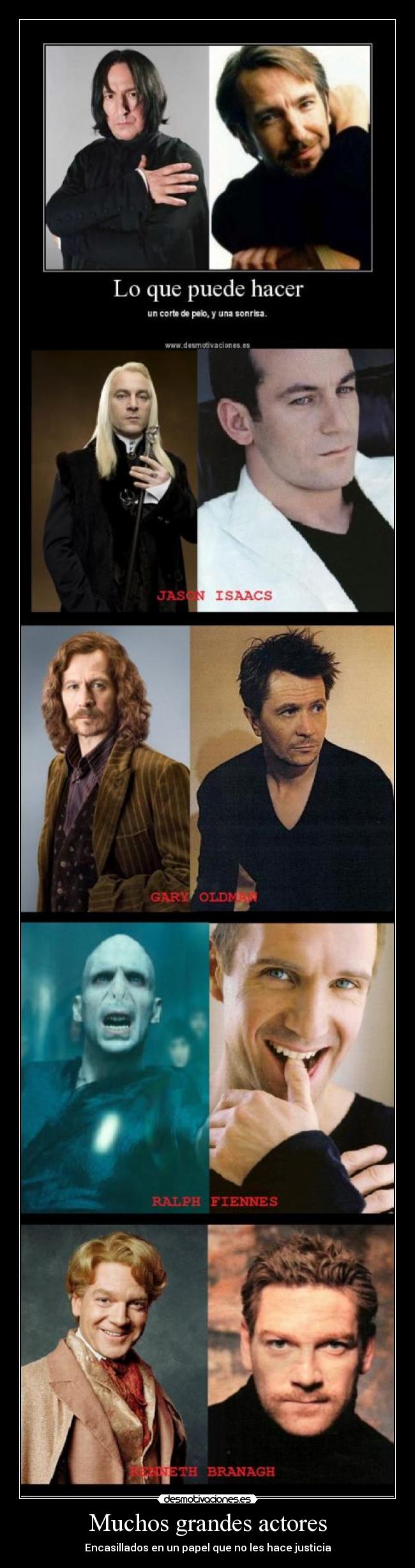 carteles actores harry potter jason isaacs gary oldman ralph fiennes kenneth branagh desmotivaciones
