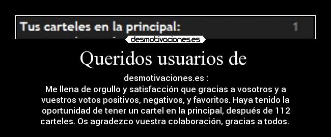 Queridos usuarios de  - 