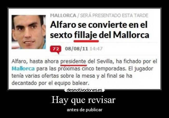 Hay que revisar  - antes de publicar