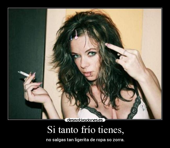 Si tanto frío tienes, - no salgas tan ligerita de ropa so zorra.