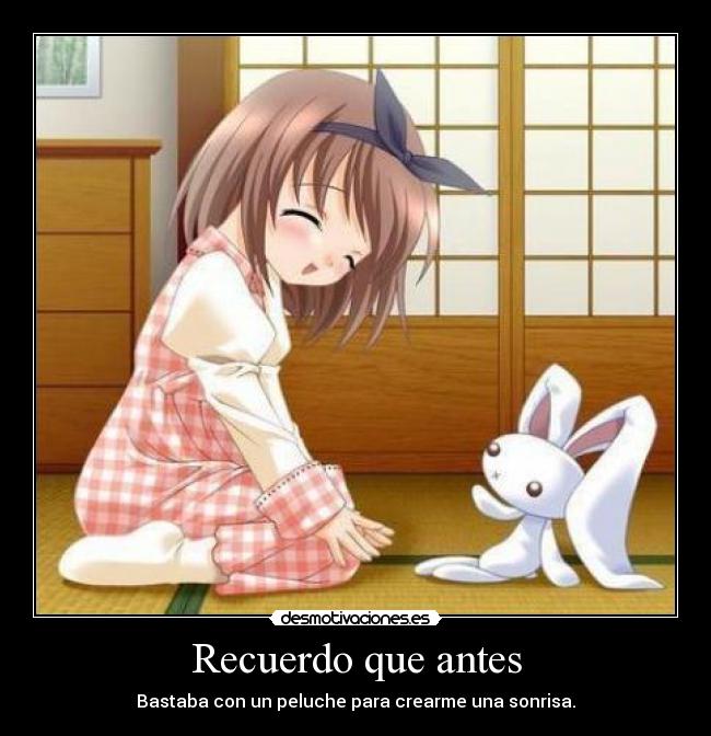 carteles peluche anime conejo sonrisa desmotivaciones