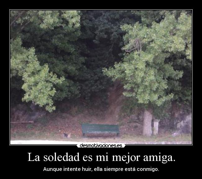 La soledad es mi mejor amiga. - Aunque intente huir, ella siempre está conmigo.