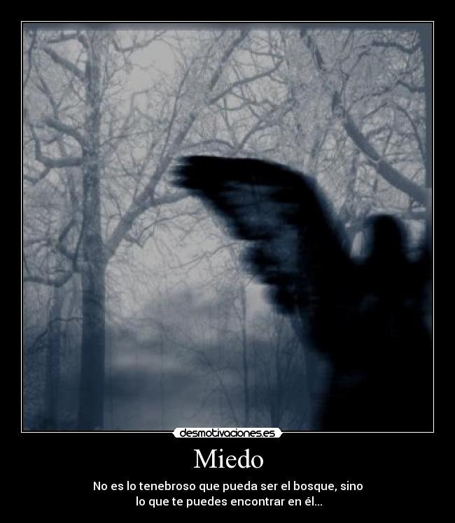 Miedo - No es lo tenebroso que pueda ser el bosque, sino
 lo que te puedes encontrar en él...