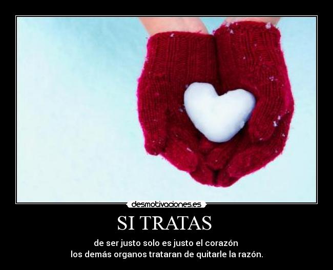 SI TRATAS  - de ser justo solo es justo el corazón 
los demás organos trataran de quitarle la razón.