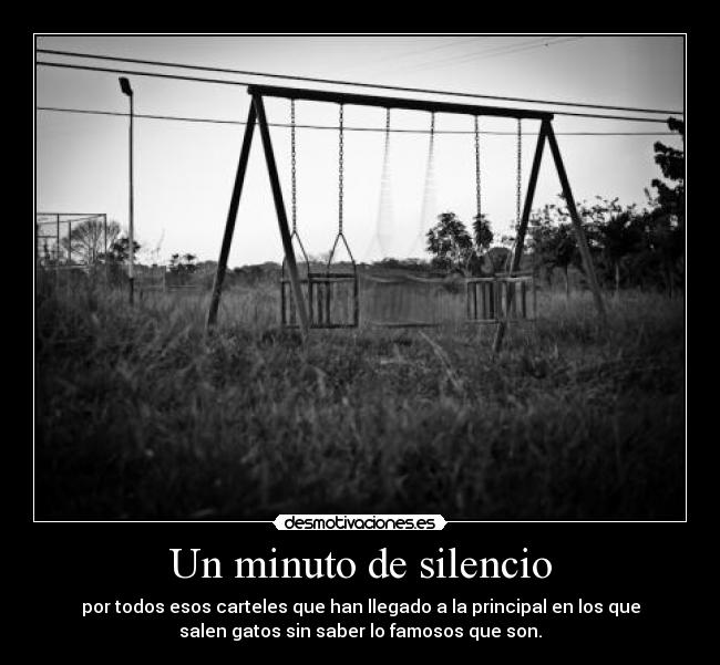 Un minuto de silencio - por todos esos carteles que han llegado a la principal en los que
salen gatos sin saber lo famosos que son.