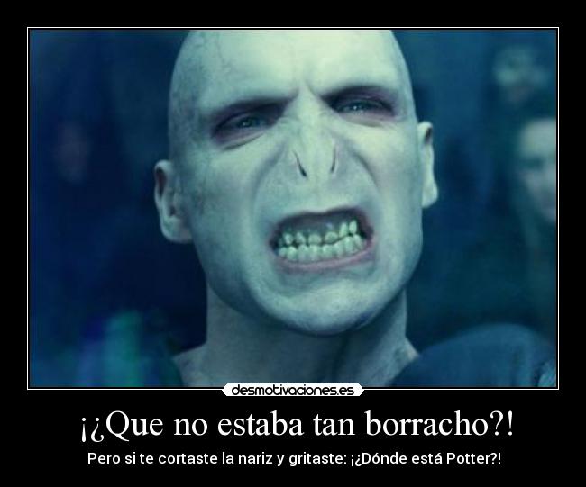 ¡¿Que no estaba tan borracho?! - Pero si te cortaste la nariz y gritaste: ¡¿Dónde está Potter?!