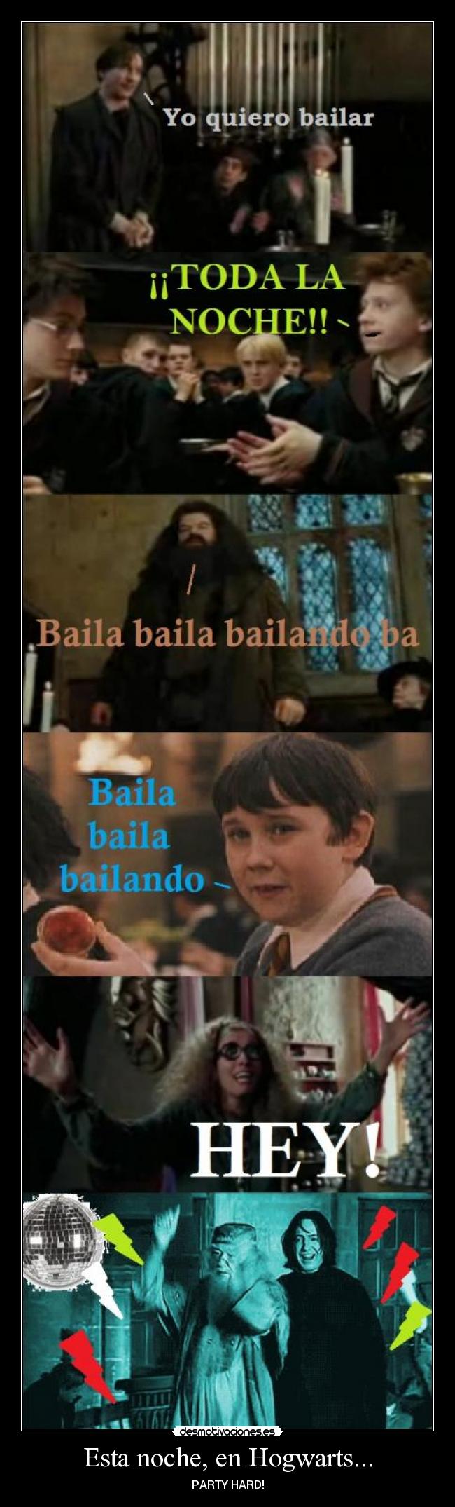 carteles harry potter bailar musica dumbledore snape cine pelicula quiero ron party sonia selena desmotivaciones