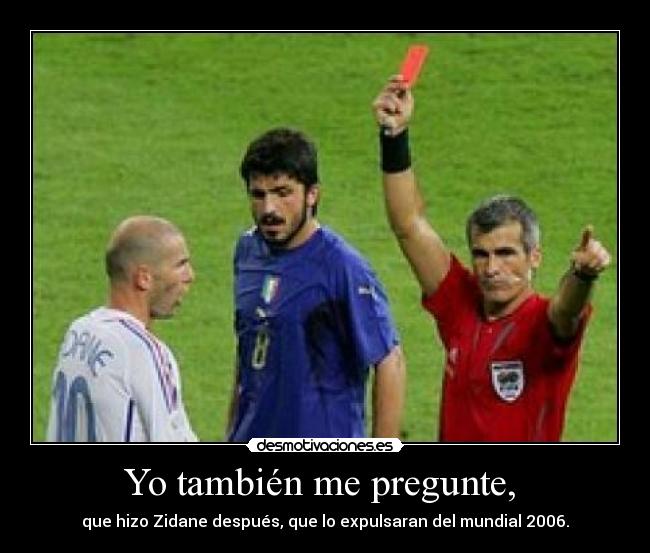 Yo también me pregunte,  - que hizo Zidane después, que lo expulsaran del mundial 2006.