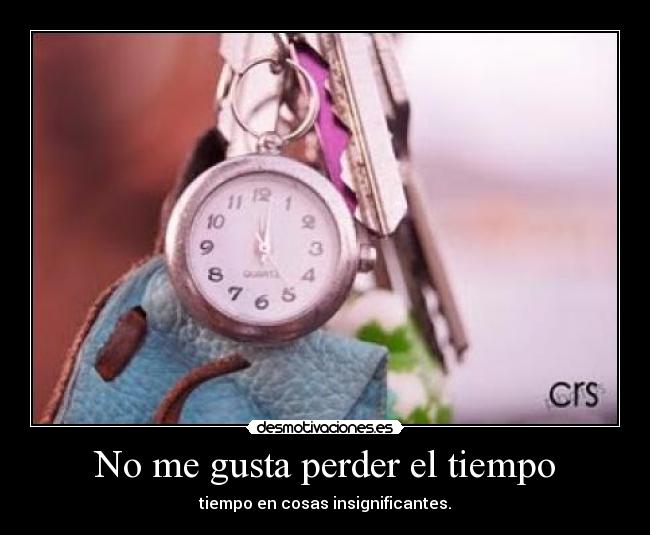 No me gusta perder el tiempo - tiempo en cosas insignificantes.