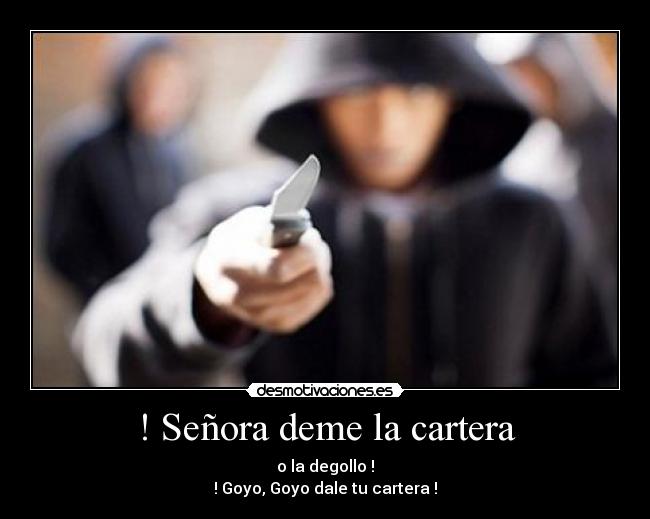 ! Señora deme la cartera -