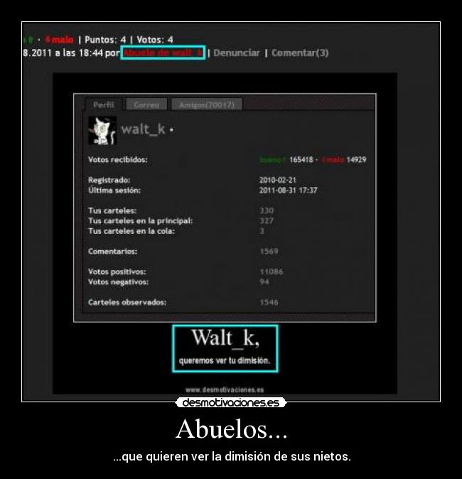 Abuelos... - ...que quieren ver la dimisión de sus nietos.