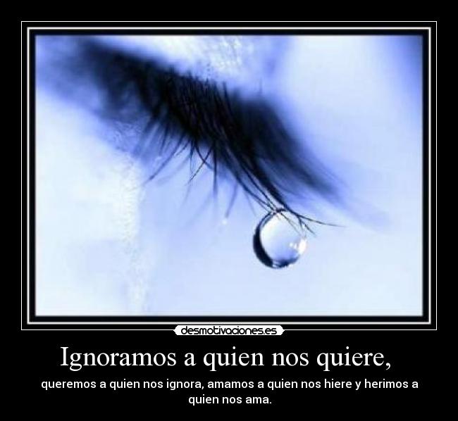 Ignoramos a quien nos quiere,  - 