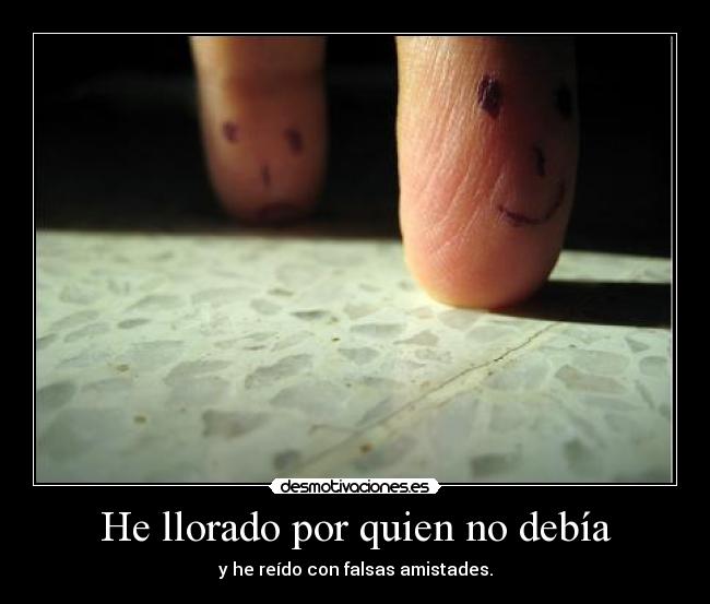 He llorado por quien no debía - y he reído con falsas amistades.
