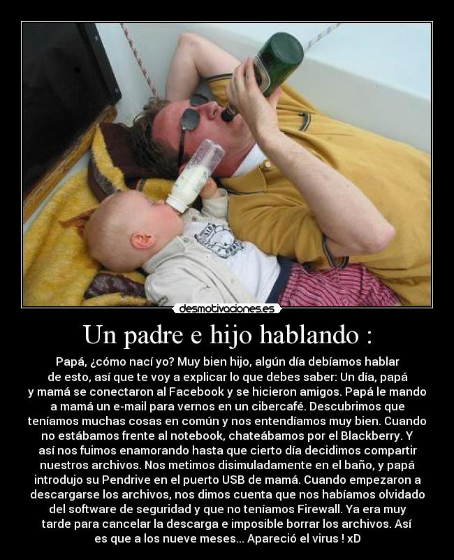 Un padre e hijo hablando : - 