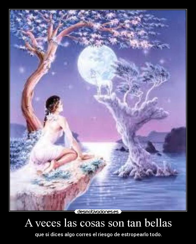 A veces las cosas son tan bellas - que si dices algo corres el riesgo de estropearlo todo.