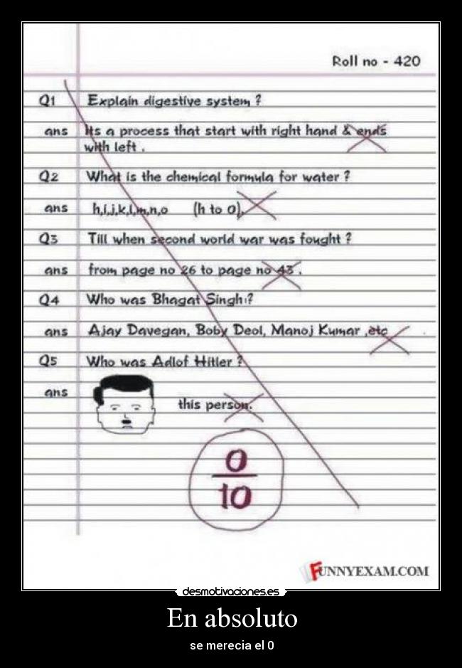 En absoluto - se merecia el 0