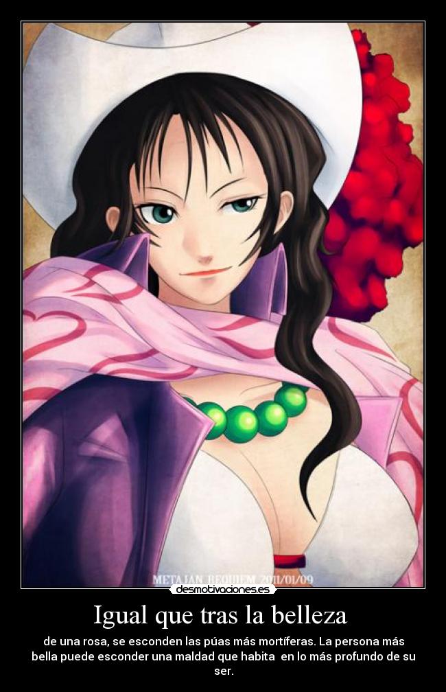 carteles alvida rosa belleza maldad one piece desmotivaciones