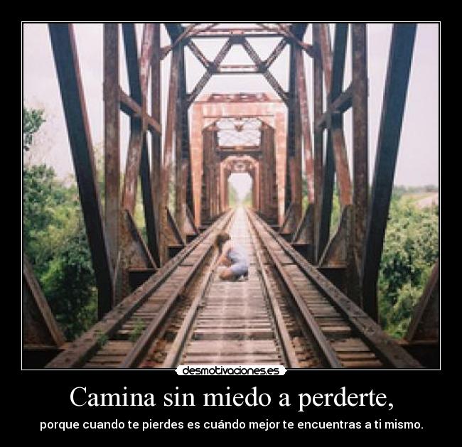 Camina sin miedo a perderte, - porque cuando te pierdes es cuándo mejor te encuentras a ti mismo.