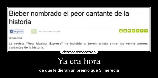 Ya era hora - de que le dieran un premio que SI merecia