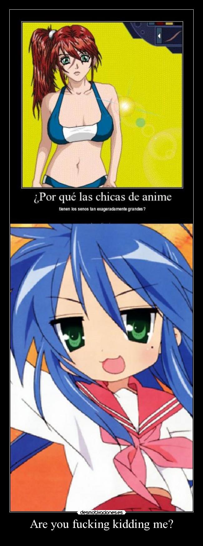 carteles are you fucking kidding me anime hentai chicas tetas lucky star desmotivaciones