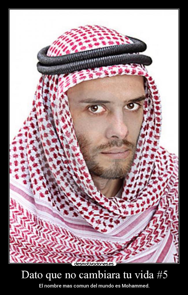 Dato que no cambiara tu vida #5 - El nombre mas comun del mundo es Mohammed.
