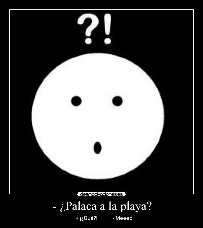 - ¿Palaca a la playa? -                                             + ¡¿Qué?!            - Meeec                                        
