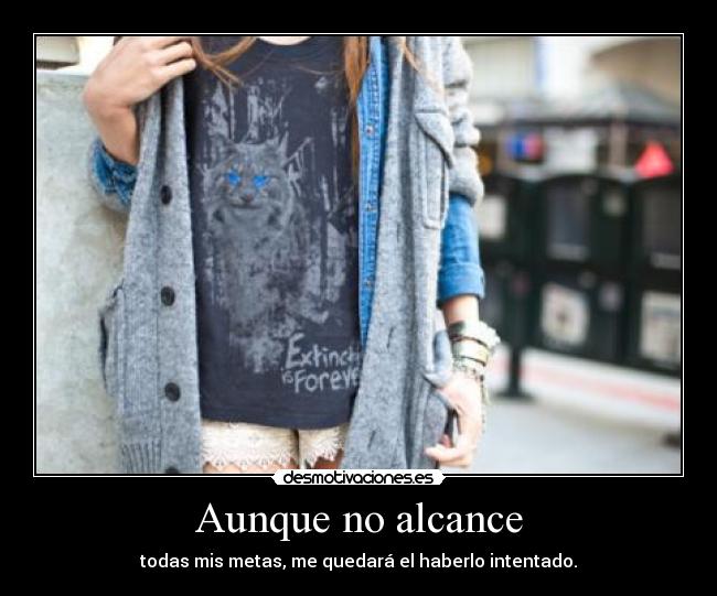 Aunque no alcance - todas mis metas, me quedará el haberlo intentado.