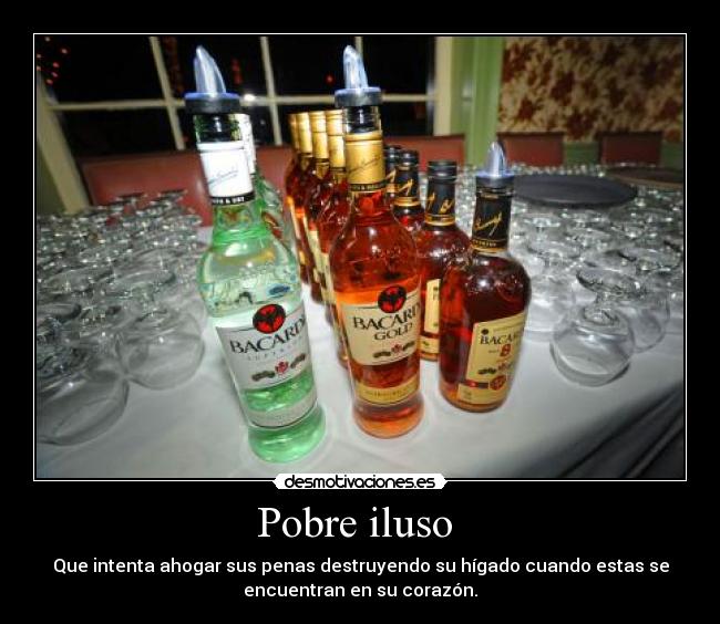 Pobre iluso  - Que intenta ahogar sus penas destruyendo su hígado cuando estas se
encuentran en su corazón.