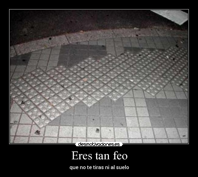 Eres tan feo - que no te tiras ni al suelo