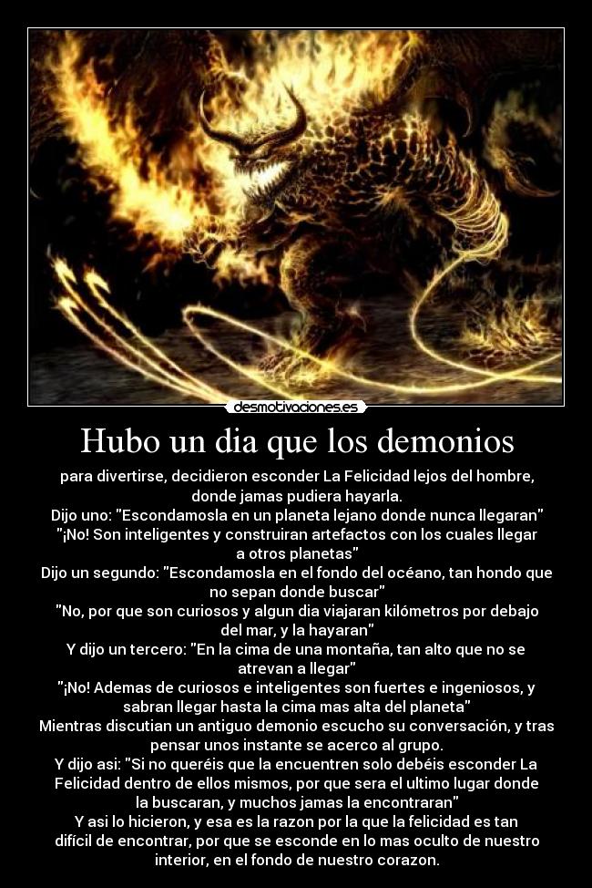 Hubo un dia que los demonios -
