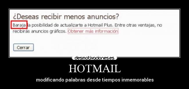 HOTMAIL - modificando palabras desde tiempos inmemorables