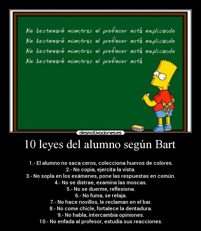 10 leyes del alumno según Bart  - 