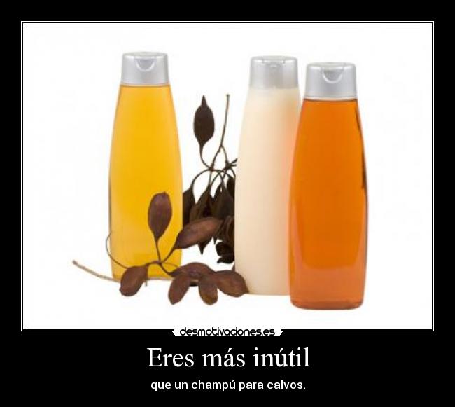 Eres más inútil - que un champú para calvos.